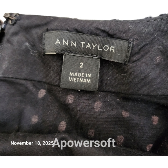 Ann Taylor Floral Embroidered Eyelet Sheath Black Dress - Picture 7 of 9